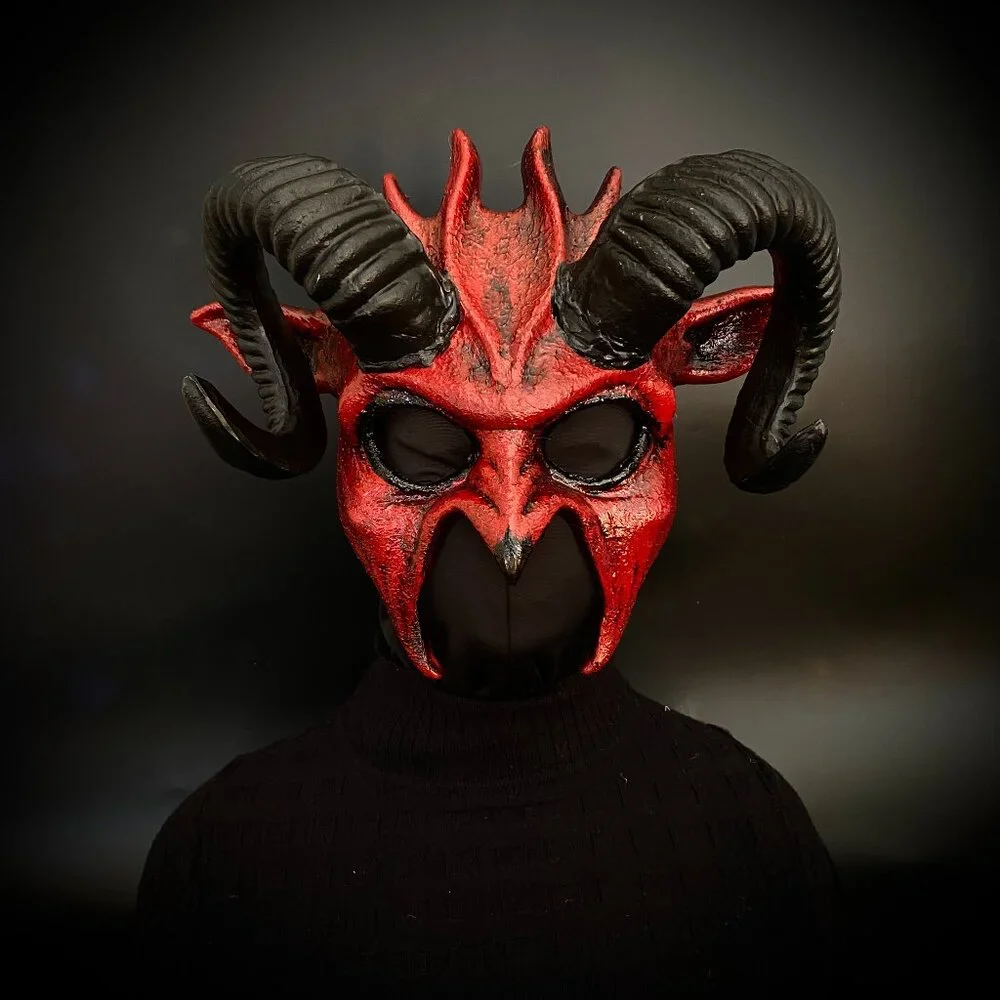 Krampus Ram Goat Demon with Horns Devil Halloween Masquerade Masks Party Mask